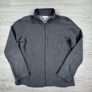 L.L. Bean Women's Sweater Fleece Jacket Gray XS Petite Full Zip Mock Neck Pocket